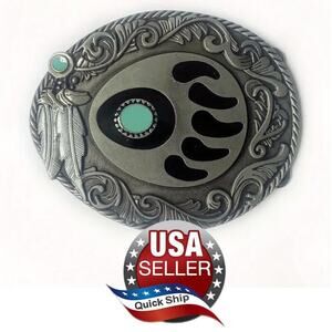 Silver and Black Western Belt Buckle
